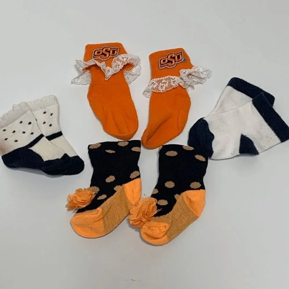 4 pair Little Girl Socks - includes Oklahoma State University